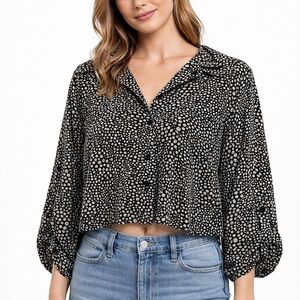 Chico's Black and Cream Dot Blouse